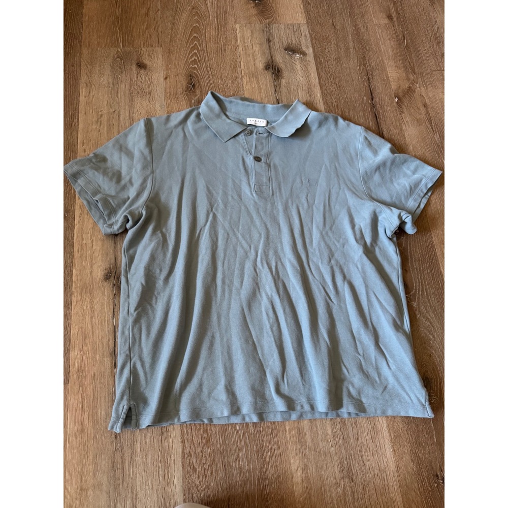 Sandro Paris Mens Te Blue Cotton Pique Short Sleeve‎ Polo Shirt Size XXL